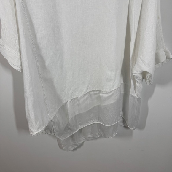 San Gimignano White Linen Silk Blend Asymmetric Hem Tunic Lagenlook Top One Size - Picture 4 of 13